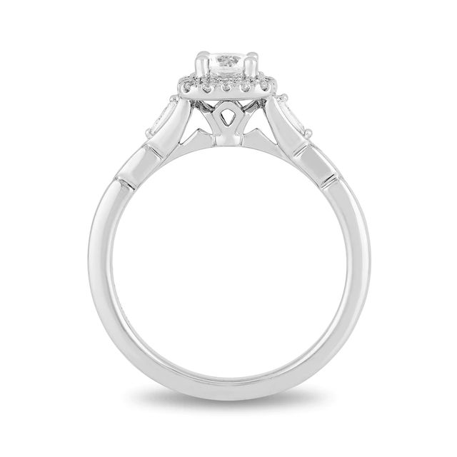 Enchanted Disney Elsa 0.58 CT. T.W. Diamond Cushion Frame Engagement Ring in 14K White Gold|Peoples Jewellers