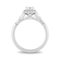 Enchanted Disney Elsa 0.58 CT. T.W. Diamond Cushion Frame Engagement Ring in 14K White Gold|Peoples Jewellers