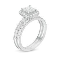 1.00 CT. T.W. Quad Princess-Cut Diamond Frame Bridal Set in 14K White Gold|Peoples Jewellers