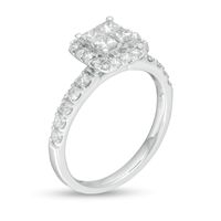 1.00 CT. T.W. Quad Princess-Cut Diamond Frame Engagement Ring in 14K White Gold|Peoples Jewellers