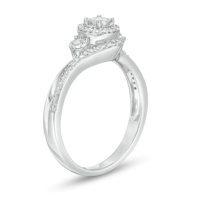 0.20 CT. T.W. Diamond Frame Promise Ring in Sterling Silver|Peoples Jewellers