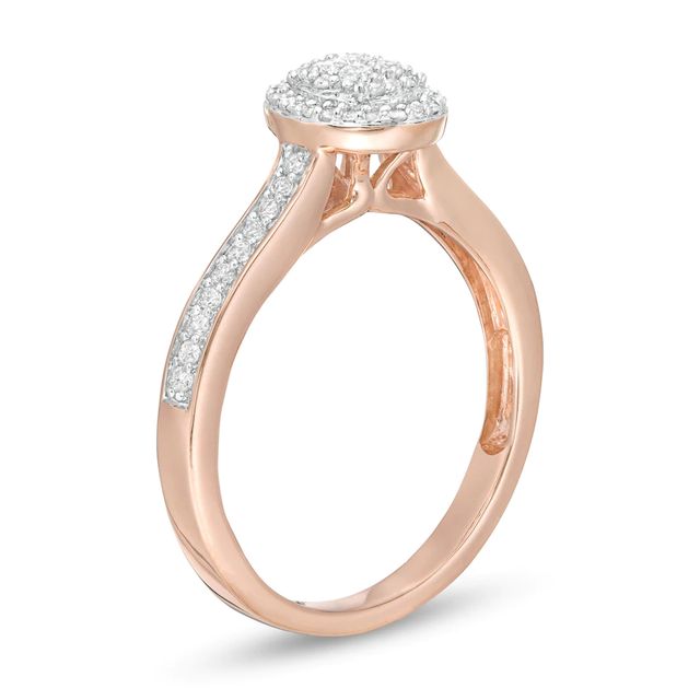 0.25 CT. T.W. Composite Diamond Oval Frame Promise Ring in 10K Rose Gold