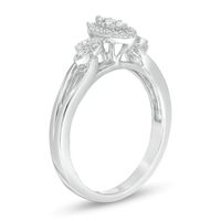 0.15 CT. T.W. Composite Diamond Marquise Frame Tri-Sides Promise Ring in Sterling Silver|Peoples Jewellers