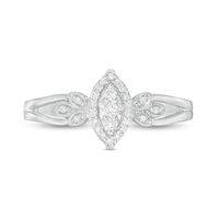 0.15 CT. T.W. Composite Diamond Marquise Frame Tri-Sides Promise Ring in Sterling Silver|Peoples Jewellers