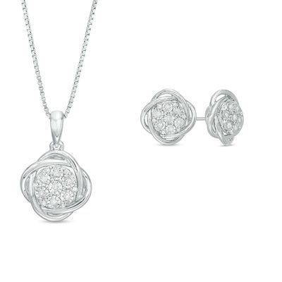 0.147 CT. T.W. Composite Diamond Orbit Pendant and Earrings Set in Sterling Silver|Peoples Jewellers