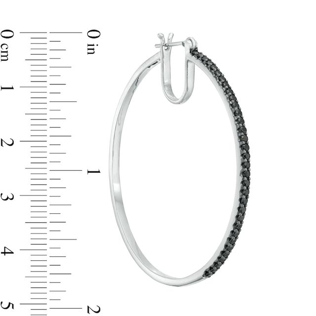 1.00 CT. T.W. Black Diamond Hoop Earrings in Sterling Silver|Peoples Jewellers