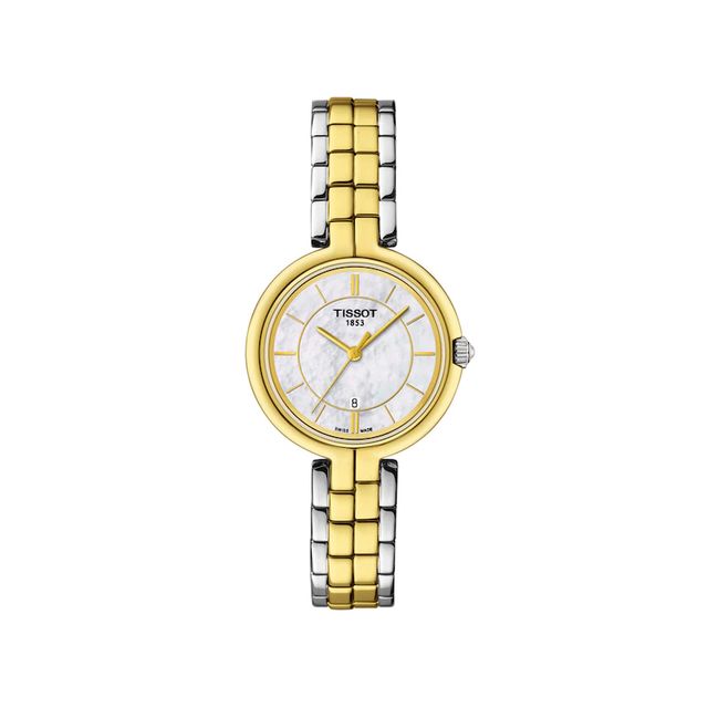 Ladies' Tissot Flamingo Two-Tone PVD Watch with Mother-of-Pearl Dial (Model: T094.210.22.111.01)