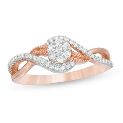 0.18 CT. T.W. Composite Diamond Bypass Promise Ring in 10K Rose Gold|Peoples Jewellers
