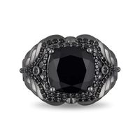 Enchanted Disney Villains Maleficent Onyx and 0.45 CT. T.W. Black Diamond Ring in Black Rhodium Sterling Silver|Peoples Jewellers