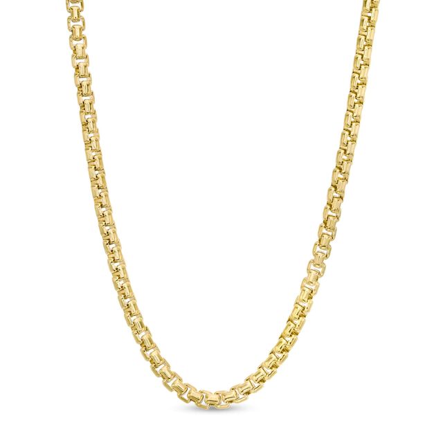 Italian Gold 3.5mm Box Chain Necklace in Hollow 10K Gold - 22"