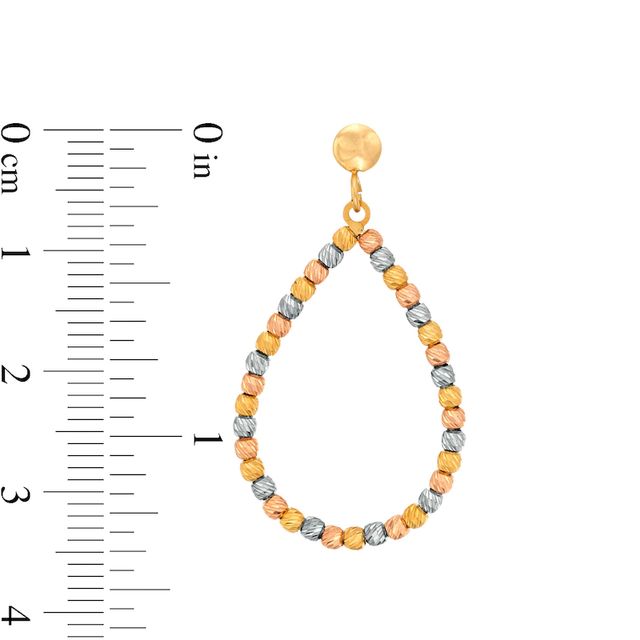 Diamond-Cut Beaded Open Teardrop Earrings in 14K Tri-Tone Gold|Peoples Jewellers