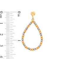 Diamond-Cut Beaded Open Teardrop Earrings in 14K Tri-Tone Gold|Peoples Jewellers