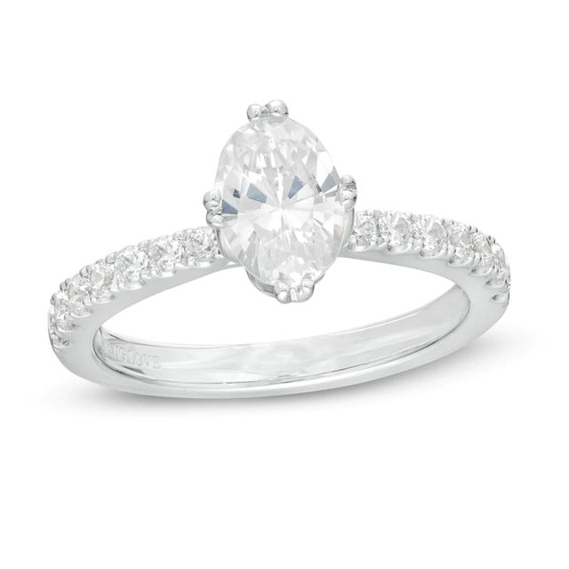 Vera Wang Love Collection 1.29 CT. T.W. Certified Oval Diamond Engagement Ring in 14K White Gold (I/SI2)|Peoples Jewellers