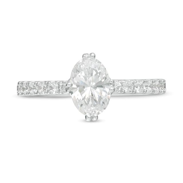 Vera Wang Love Collection 1.29 CT. T.W. Certified Oval Diamond Engagement Ring in 14K White Gold (I/SI2)|Peoples Jewellers