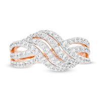 1.00 CT. T.W. Diamond Multi-Row Wave Crossover Ring in 10K Rose Gold|Peoples Jewellers