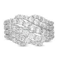 2.00 CT. T.W. Diamond Multi-Row Wave Ring in 10K White Gold|Peoples Jewellers