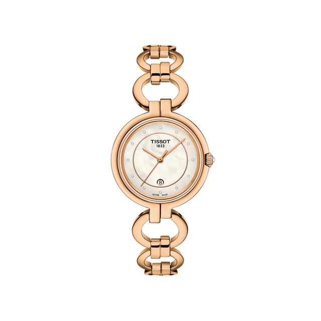 Ladies' Tissot Flamingo Rose-Tone Watch with Mother-of-Pearl Dial (Model: T094.210.33.116.01)