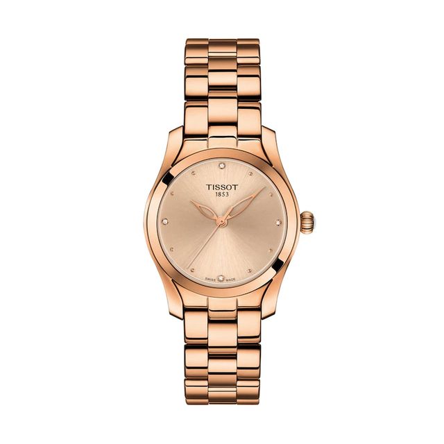 Ladies' Tissot T-Wave Diamond Accent Rose-Tone PVD Watch (Model: T112.210.33.456.00)