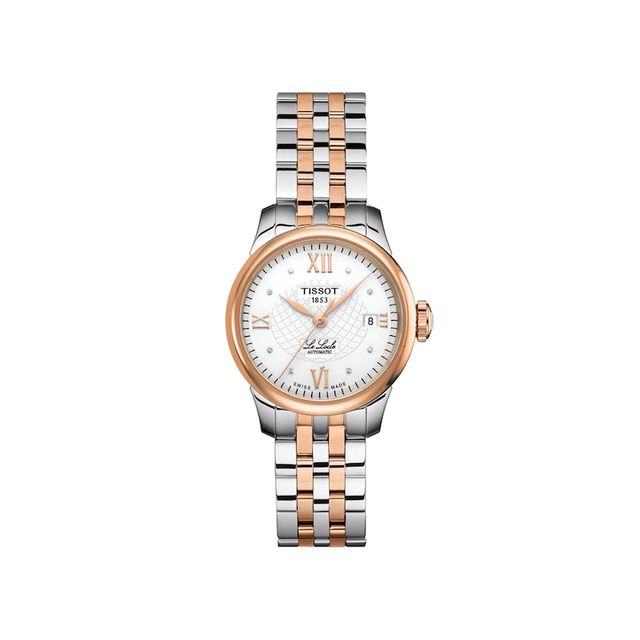 Ladies' Tissot Le Locle Powermatic 80 Automatic Diamond Accent Two-Tone Watch with Silver-Tone Dial (Model: T41218316)