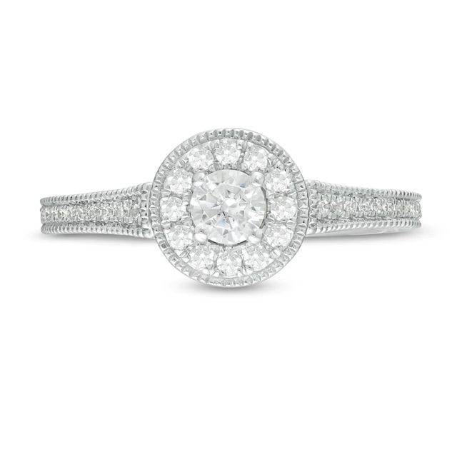Vera Wang Love Collection 0.45 CT. T.W. Diamond Frame Vintage-Style Engagement Ring in 14K White Gold