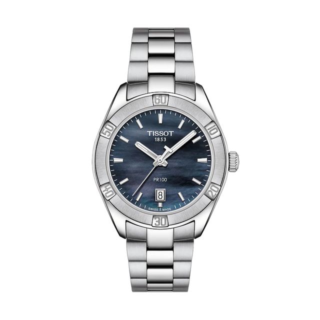 Ladies' Tissot PR 100 Sport Chic Watch with Black Mother-of-Pearl Dial (Model: T101.910.11.121.00)|Peoples Jewellers