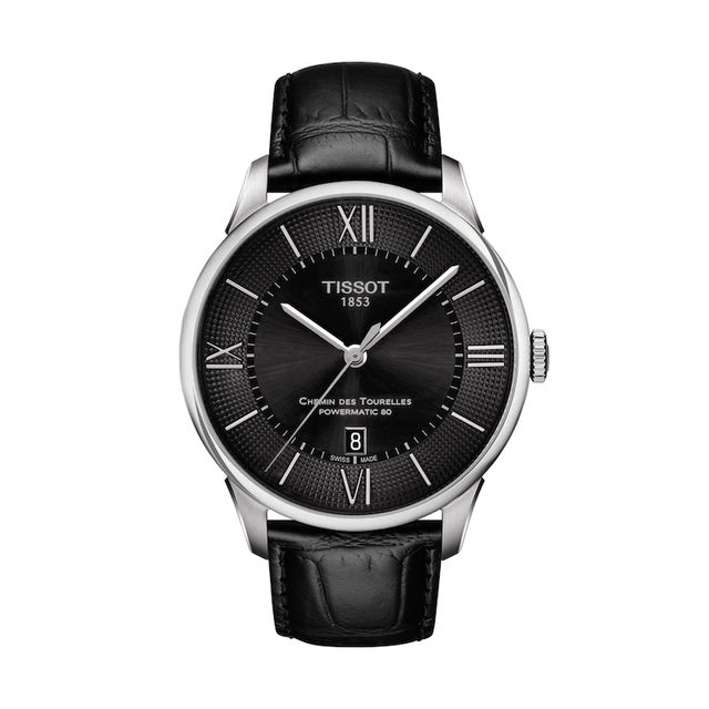 Men's Tissot Chemin des Tourelles Powermatic 80 Automatic Strap Watch with Black Dial (Model: T099.407.16.058.00)