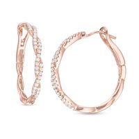 0.50 CT. T.W. Diamond Twist Hoop Earrings in 10K Rose Gold|Peoples Jewellers