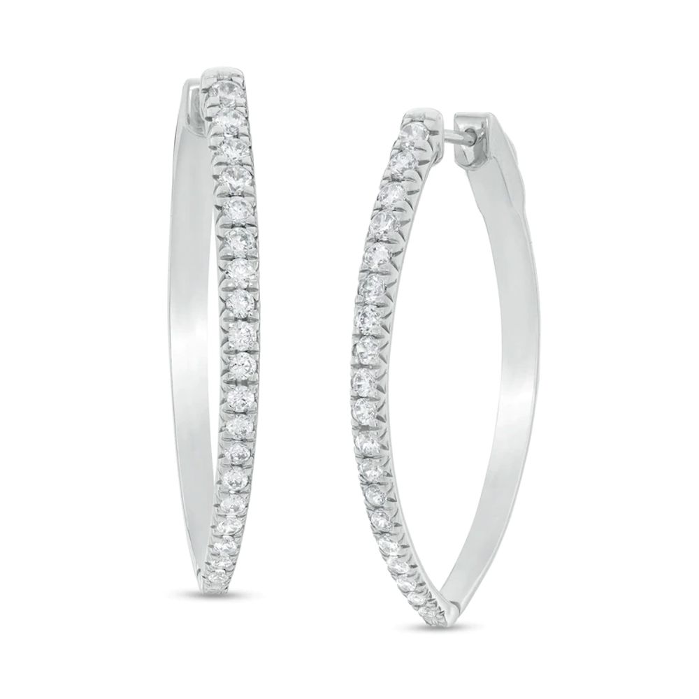 CT. T.W. Diamond Hoop Earrings in 10K White Gold|Peoples Jewellers