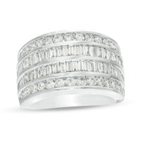 1.98 CT. T.W. Baguette and Round Diamond Multi-Row Anniversary Ring in 10K White Gold|Peoples Jewellers