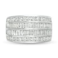 1.98 CT. T.W. Baguette and Round Diamond Multi-Row Anniversary Ring in 10K White Gold|Peoples Jewellers