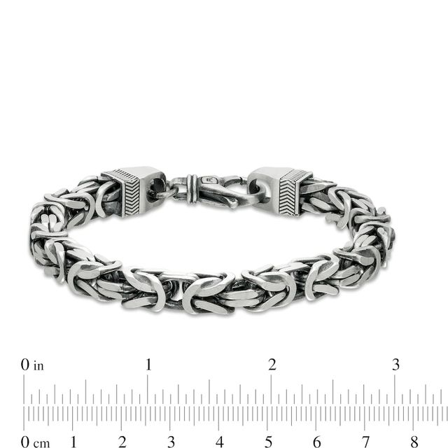 Vera Wang Men 7.0mm Oxidized Byzantine Chain Bracelet in Sterling Silver - 8.75"|Peoples Jewellers