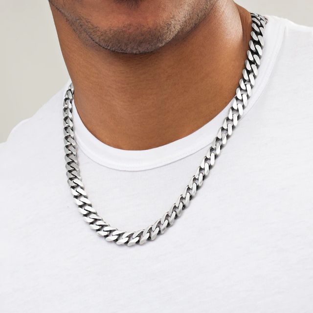 Vera Wang Men 11.0mm Oxidized Curb Chain Necklace in Sterling Silver - 22"