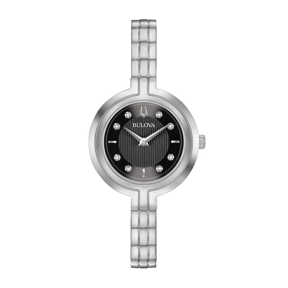 Ladies' Bulova Rhapsody Diamond Accent Watch with Black Dial (Model: 96P215)|Peoples Jewellers