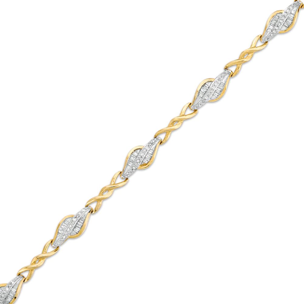 0.50 CT. T.W. Diamond Alternating Flame Bracelet in 10K Gold - 7.25"|Peoples Jewellers