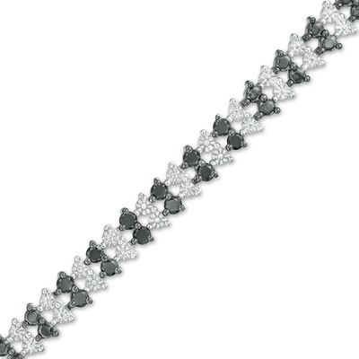 0.50 CT. T.W. Black Diamond Two Row Tennis Bracelet in Sterling Silver and Black Rhodium - 7.25"|Peoples Jewellers