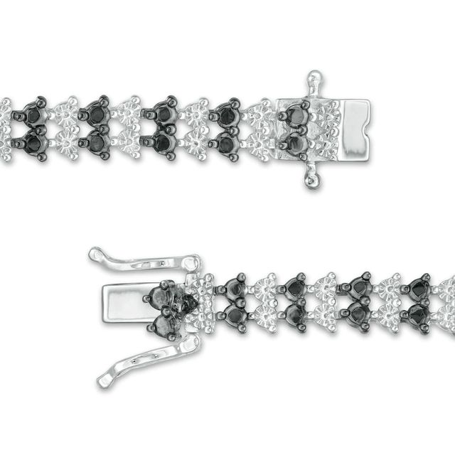 0.50 CT. T.W. Black Diamond Two Row Tennis Bracelet in Sterling Silver and Black Rhodium - 7.25"|Peoples Jewellers