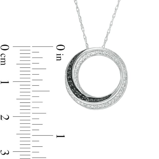 0.13 CT. T.W. Enhanced Black and White Diamond Circle Pendant in Sterling Silver