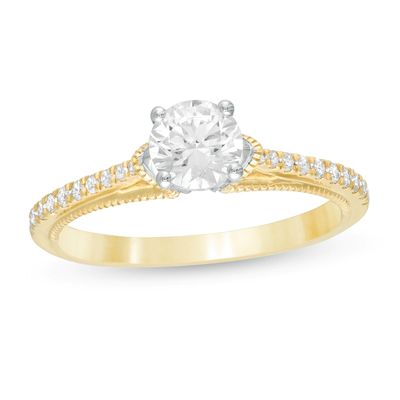 0.80 CT. T.W. Certified Canadian Diamond Vintage-Style Engagement Ring in 14K Two-Tone Gold (I/I2)|Peoples Jewellers