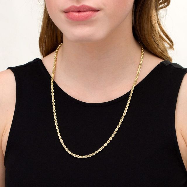 030 Gauge Glitter Rope Chain Necklace in Solid 14K Gold - 24"|Peoples Jewellers