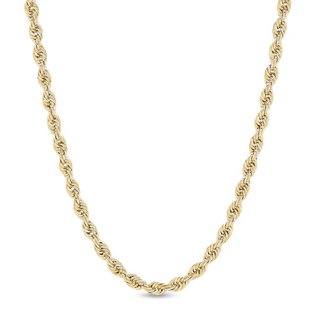 5.5mm Glitter Rope Chain Necklace in Hollow 14K Gold - 26"