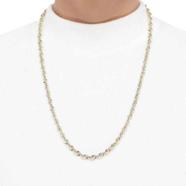 5.5mm Glitter Rope Chain Necklace in Hollow 14K Gold - 26"|Peoples Jewellers