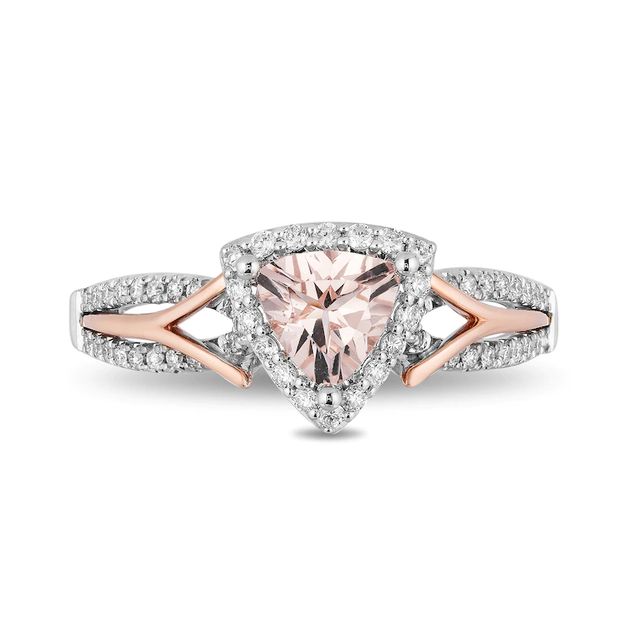 Enchanted Disney Aurora 6.0mm Trillion-Cut Morganite and 0.23 CT. T.W. Diamond Engagement Ring in 14K Two-Tone Gold