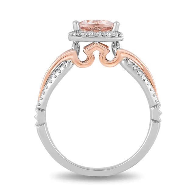 Enchanted Disney Aurora 6.0mm Trillion-Cut Morganite and 0.23 CT. T.W. Diamond Engagement Ring in 14K Two-Tone Gold