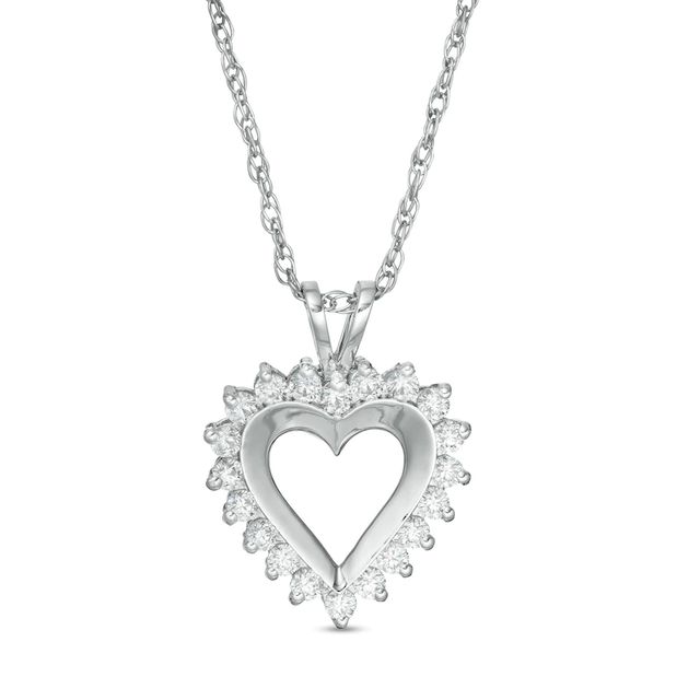 0.25 CT. T.W. Diamond Heart Pendant in 10K White Gold