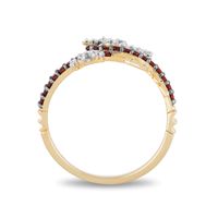 Enchanted Disney Mulan Garnet and 0.065 CT. T.W. Diamond Mushu Dragon Ring in 10K Gold - Size 7|Peoples Jewellers