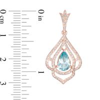 EFFY™ Collection Pear-Shaped Aquamarine and 0.53 CT. T.W. Diamond Drop Earrings in 14K Rose Gold|Peoples Jewellers