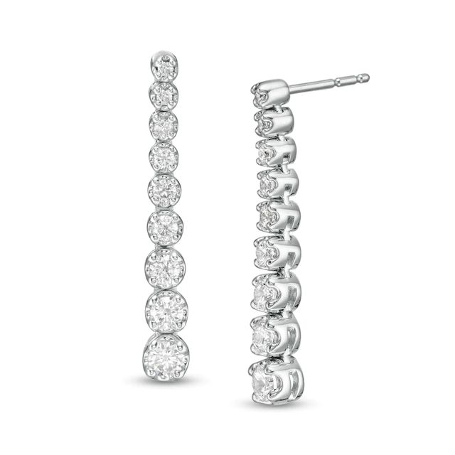 Marilyn Monroe™ Collection 0.75 CT. T.W. Journey Diamond Drop Earrings in 10K White Gold|Peoples Jewellers