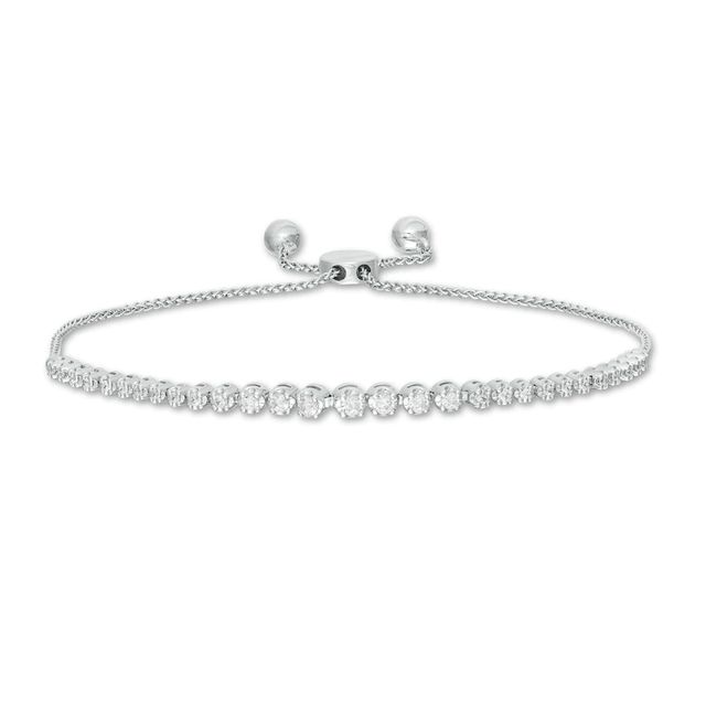 Marilyn Monroe™ Collection 0.50 CT. T.W. Journey Diamond Bolo Bracelet in 10K White Gold - 9.5"