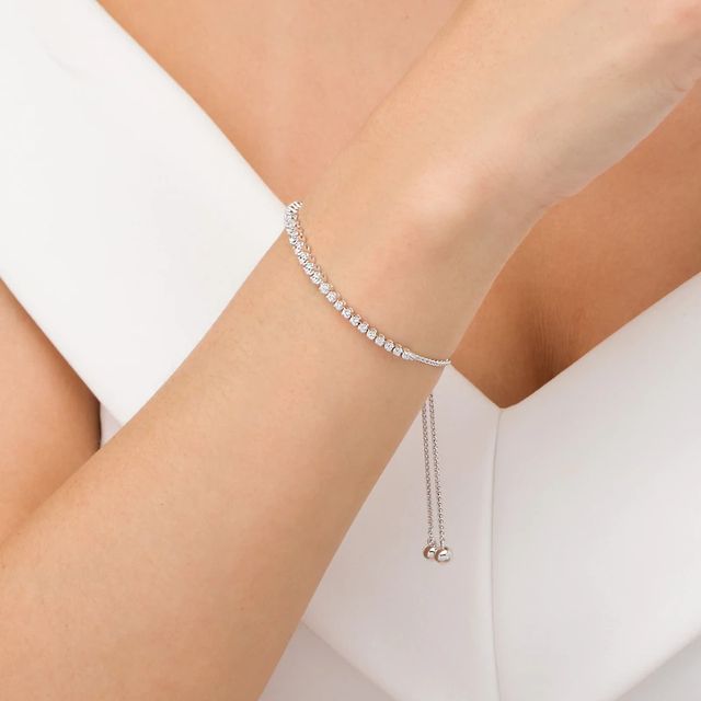 Marilyn Monroe™ Collection 0.50 CT. T.W. Journey Diamond Bolo Bracelet in 10K White Gold - 9.5"|Peoples Jewellers