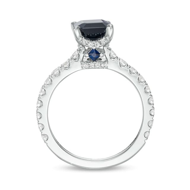 Vera Wang Love Collection Certified Octagonal Blue Sapphire and 0.69 CT. T.W. Diamond Engagement Ring in 14K White Gold|Peoples Jewellers